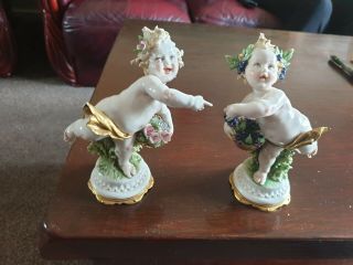 Capodimonte - N With Crown Above Cherubs Porcelain 6