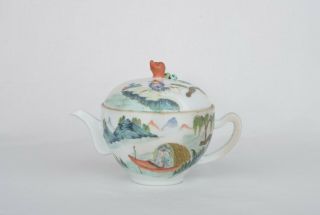 Fine Small Chinese Porcelain Fencai Tea Pot.  19th Century.  Tongzhi Period.