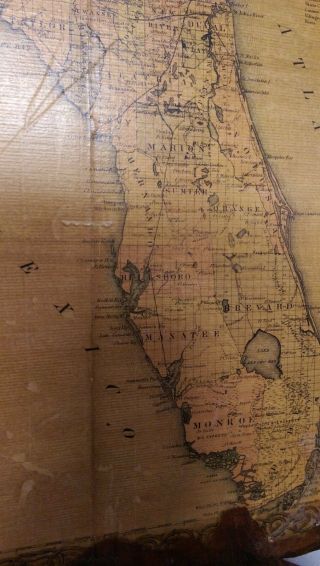 Colton ' s Florida Antique Map Rare JH 1855 1967 Lewis and Clark Vintage Wooden 7