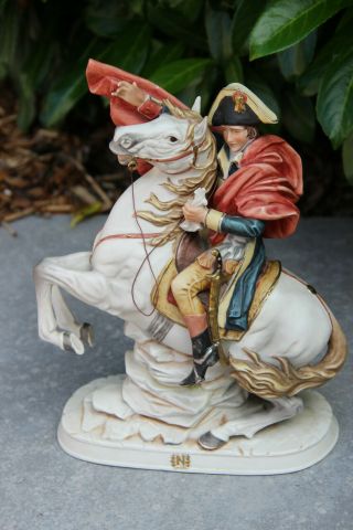 Italian Capodimonte Porcelain Napoleon Horse Statue Figurine 1970