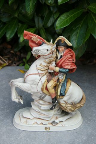 Italian Capodimonte porcelain Napoleon horse statue figurine 1970 2