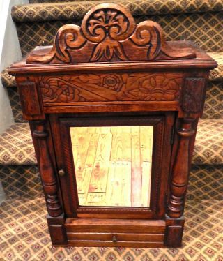 Spectacular Antique Carved Victorian Medicine Cabinet From Estate Fine
