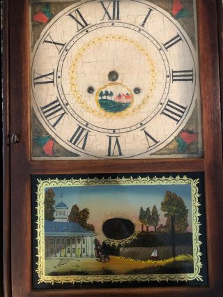 Large Antique Eli Terry Pillar and Scroll Clock Hand Painted Movement Key Refurb 2