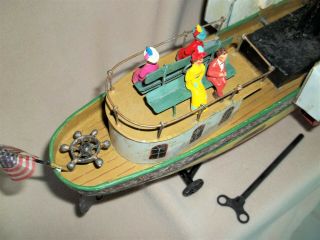 PHILADELPHIA Clockwork Paddle Wheel Toy Boat circa 1900s Bing Marklin Carette 4