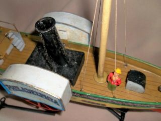 PHILADELPHIA Clockwork Paddle Wheel Toy Boat circa 1900s Bing Marklin Carette 5