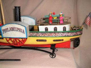 PHILADELPHIA Clockwork Paddle Wheel Toy Boat circa 1900s Bing Marklin Carette 6