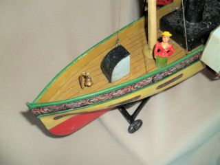 PHILADELPHIA Clockwork Paddle Wheel Toy Boat circa 1900s Bing Marklin Carette 7