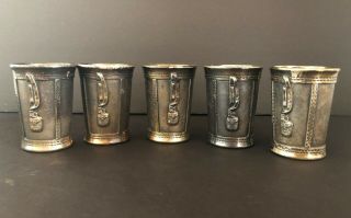 5 George Berry Derby Cocktail Cups Golf Bag Ball Art Deco Rare Marked Atq