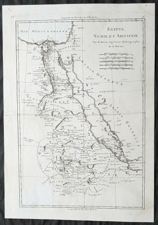 1787 Rigobert Bonne Antique Map Of The Red Sea,  Egypt,  Nubia,  Abyssinia,  Arabia