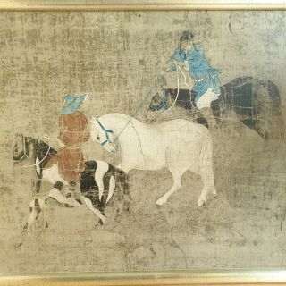 4 Old Antique Chinese Tribute Horses Print Yuan Dynasty (1260 - 1368),  Framed 2
