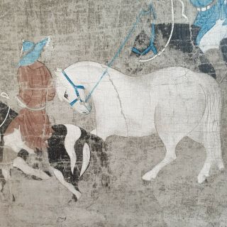 4 Old Antique Chinese Tribute Horses Print Yuan Dynasty (1260 - 1368),  Framed 4