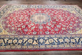 Perfect Vintage Traditional Floral Oriental Area Rug Hand - Knotted Red Wool 9x13