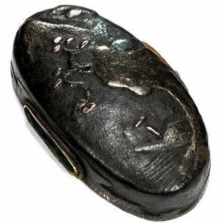 165 Japanese Samurai Edo Antique Mumei Jyakushi sansui zu pair Fuchi Kashira. 8