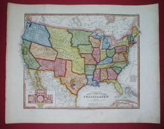 1853 UNUSUAL MAP TEXAS with COLONIES CALIFORNIA GOLD UNITED STATES 11