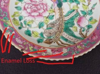 Pair Chinese Famille Rose Porcelain Nyonya Peranakan Straits Phoenix Plate 19thC 5