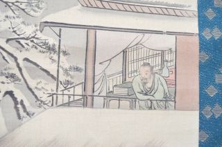 ANTIQUE CHINESE SCROLL PAINTING DEPICTING A SNOW SCENE SCHOLAR DINNING 古董卷轴油墨画 7