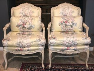 Louis XV Bergere style Quilted Armchairs 3