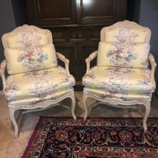 Louis XV Bergere style Quilted Armchairs 6