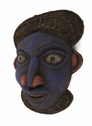 Bamun Bamileke Beaded Mask Cameroon Grasslands African Art Was $320.  00