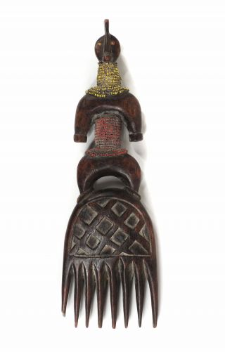 Namchi (namji) Beaded Figural Comb Cameroon African Art Was $65.  00