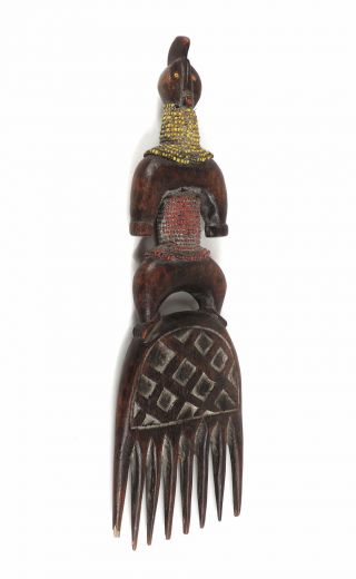 Namchi (Namji) Beaded Figural Comb Cameroon African Art WAS $65.  00 2