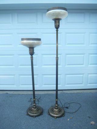 Antique Torchiere Floor Lamps Adjustable Heights 50 " - 71 " Great Shades