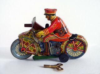 Vintage Marx Toys Motorcycle Mechanical Wind Up, .