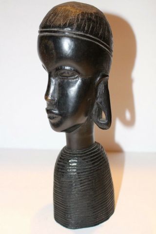 Antique Hand Carved African Ebony Wood Tribal Sculpture