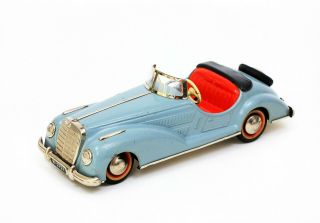 Vintage Distler Clockwork Tin Car Mercedes Benz Cabriolet Convertible Blue Grey