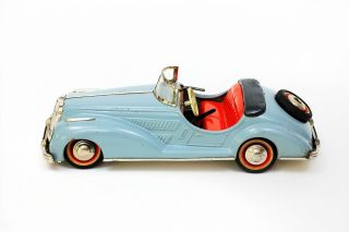 Vintage Distler Clockwork Tin Car Mercedes Benz Cabriolet Convertible Blue Grey 2