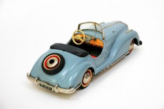 Vintage Distler Clockwork Tin Car Mercedes Benz Cabriolet Convertible Blue Grey 6