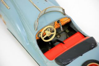 Vintage Distler Clockwork Tin Car Mercedes Benz Cabriolet Convertible Blue Grey 8