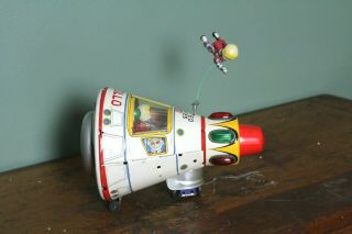 Vintage Japan Made Pressed Tin Toy Apollo Space Capsule Battery Operated 2