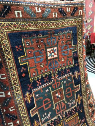 Auth: Antique Caucasian Kazak Rug Organic Collectible Wool Beauty 4x7 Nr