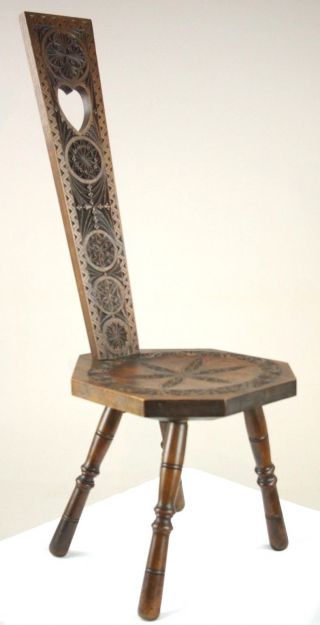 Antique Spinning Chair,  Hall Chair,  Carved Walnut Chair,  Scotland 1880,  B1308a