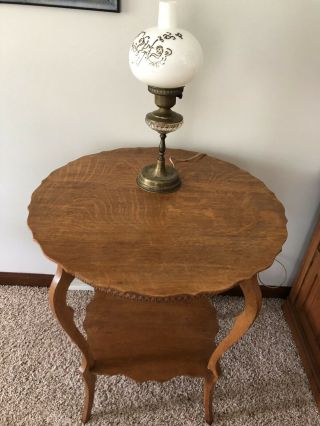 Antique Round Oak Bed Side Table
