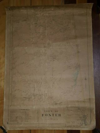 1800s Wall Map Foster Rhode Island 22x32 Very Rare