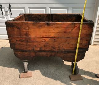 VINTAGE WOODEN INDUSTRIAL ROLLING CART,  RAILROAD? 2