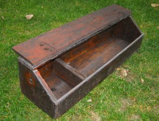 28 " Primitive Antique Wooden Tool Box