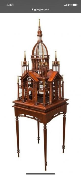 Maitland - Smith Mahogany Architectural Birdcage On Stand