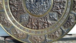 hindu copper brass pewter plaque antique repousse hindu God ' s large 500mm 3kg 3