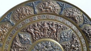hindu copper brass pewter plaque antique repousse hindu God ' s large 500mm 3kg 4
