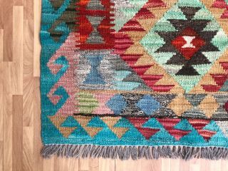 Handmade Afghan Kilim (257cm x 75cm) Patterns and colours runner wool 10