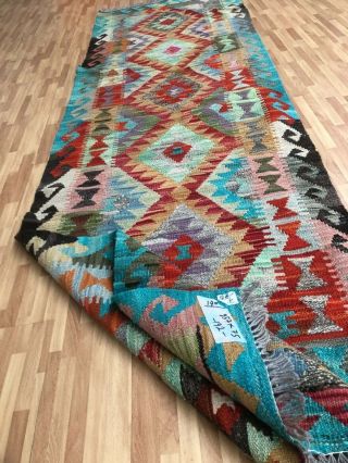 Handmade Afghan Kilim (257cm X 75cm) Patterns And Colours Runner Wool