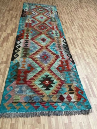 Handmade Afghan Kilim (257cm x 75cm) Patterns and colours runner wool 4