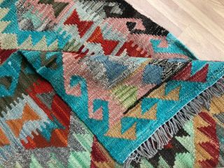 Handmade Afghan Kilim (257cm x 75cm) Patterns and colours runner wool 5