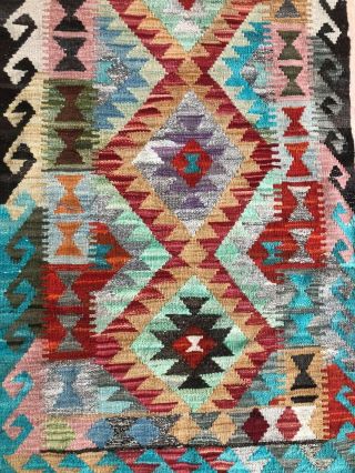Handmade Afghan Kilim (257cm x 75cm) Patterns and colours runner wool 6