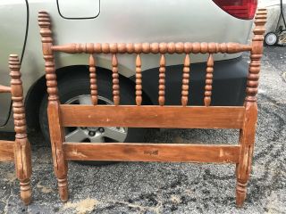 Antique Vintage Wooden Twin Bed with Rails Spindle 41 inch High 3