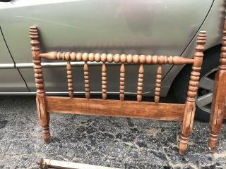 Antique Vintage Wooden Twin Bed with Rails Spindle 41 inch High 4