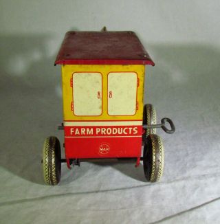 VINTAGE1930 ' s MARX TOYTOWN DAIRY WIND UP TIN LITHO HORSE DRAWN WAGON - 2